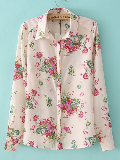 Shop Hidden Button Floral Blouse online. SheIn offers Hidden Button Floral Blouse & more to fit your fashionable needs. Pastel Clothes, Floral Print Chiffon Blouse, Sweet Outfits, Blouse Tops Designs, Women Floral Blouse, Pink Floral Blouse, Floral Long Sleeve Shirt, Colorful Blouses, Women Blouses Fashion