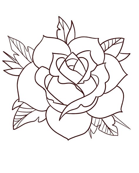 Traditional Rose Tattoo Stencil, Traditional Rose Drawing, Traditional Rose Tattoo Design, Ashley Rivera, Chest Tattoo Stencils, Flower Vine Tattoos, Flower Tattoo Stencils, Rose Tattoo Stencil, Half Sleeve Tattoo Stencils