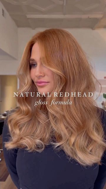 Natural Red To Blonde Balayage, Strawberry Gloss Hair, Strawberry Blonde Hair Gloss, Natural Red Hair With Balayage, Strawberry Blonde Gloss, Redken Strawberry Blonde, Ginger Balayage Blonde, Strawberry Blonde Redken Shades Eq, Strawberry Blonde Formula Redken