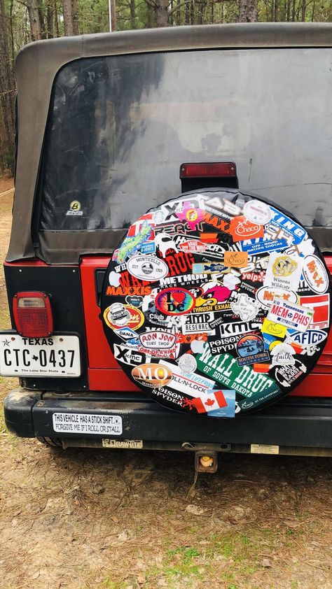 Jeep Covers Tire, Jeep Bumper Stickers, Bumper Stickers Aesthetic, Bumper Sticker Aesthetic, Jeep Wrangler Tire Covers, Jeep Covers, Jeep Bumpers, Jeep Tire Cover, Jeep Ideas