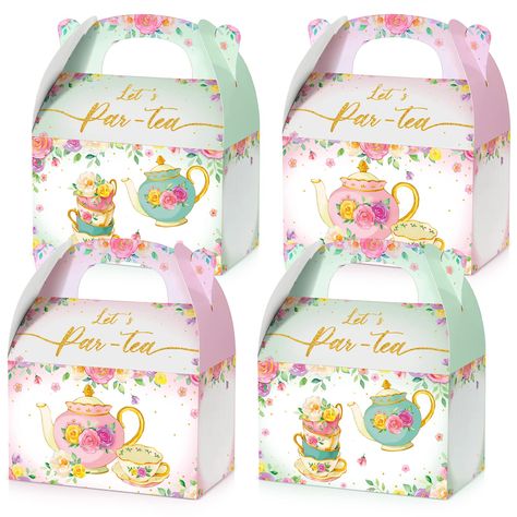 PRICES MAY VARY. What You Will Get: package includes 24 pieces of floral tea party gift boxes in 2 different cute floral patterns, each design includes 12 pieces, green and pink; Sufficient to meet your various decoration needs, adding a strong garden tea party atmosphere to your party, which is just what you need to dish out the party in style Elegant and Exquisite Design: the tea birthday candy boxes adopt many delicate elements and patterns, including colorful flowers, cups and teapots, which Tea Party Favor, Floral Tea Party, Tea Party Supplies, Pink Tea Party, Tea Time Party, Wedding Tea Party, Tee Party, Tea Gift Box, Tea Party Favors