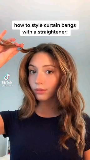 @livpamp on TikTok [Video] | Hair styles, Curl hair with straightener, Hair tutorial How To Style Long Layered Hair, Styling Bangs, Hazel Hair, Hairstyle Bangs, Sports Hair, Curl Hair With Straightener, Hair Curling Tips, Bangs With Medium Hair, Hair Curling