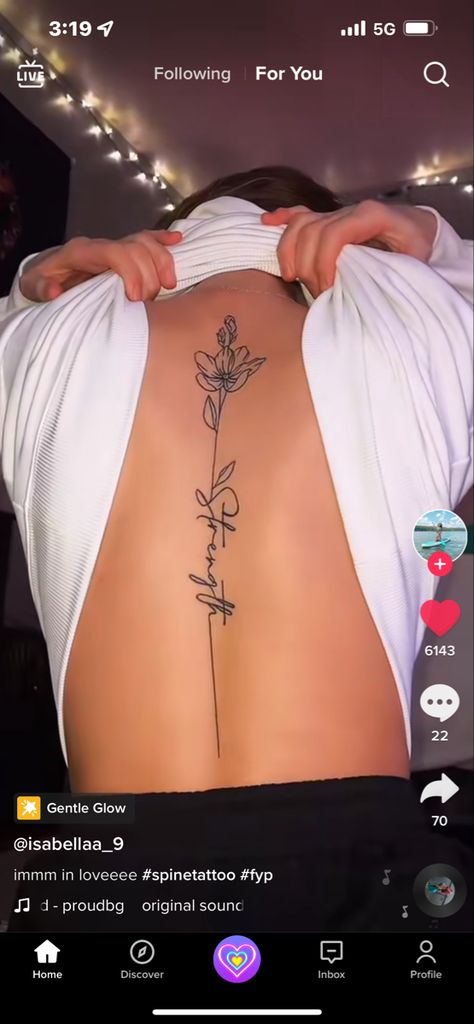 Tattoo Ideas On Spine, Blessed Spine Tattoo, Spine Tattoos For Women Baddie, Back Tats Women Spine Tattoos Quotes, Spine Tattoo Meaningful, Spine Tats For Women Flower, Woman Spine Tattoo Ideas, Cute Tattoos Spine, Matching Spine Tattoos For Best Friends