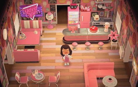 Animal Crossing New Horizons on Instagram: “Pink diner 💖 credit to sashaleekay on Reddit” Diner Wallpaper, Pink Diner, Animal Crossing Cafe, Pink Cafe, Animals Crossing, Ac New Leaf, Animal Crossing Guide, Animal Crossing Memes, Animal Crossing Characters