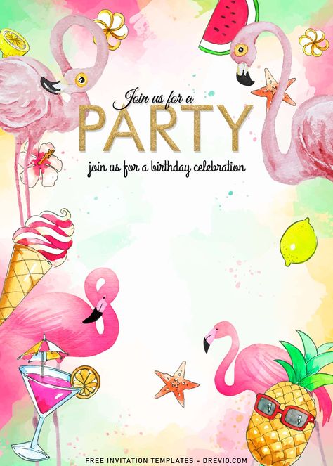 Nice 11+ Cute Girly Pink Flamingo Birthday Invitation Templates           Invite all of your family and friends to your special occasions with our variety of invitations. Our gorgeous designs are available for free and ... Flamingo Party Invitation, Flamingo Birthday Party Invitations, Pool Birthday Invitations, Pink Flamingo Birthday, Flamingo Birthday Invitations, Pool Party Invitation Template, Flamingo Invitation, Pink Flamingo Party, Flamingo Themed Party