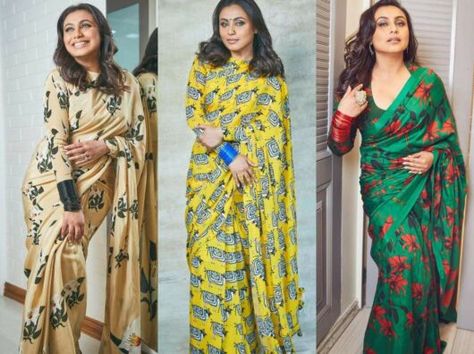 Full Sleeves Blouse Designs, Off White Saree, Rani Mukherjee, Full Sleeve Blouse, White Saree, Yellow Saree, Green Saree, Bridal Blouse Designs, Organza Saree