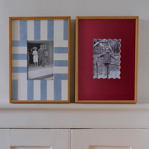 Blue and Ruby red make a great pair! Stripes are coming back on 30th October, but shop Ruby mounts today! 🎉 #uniqueframing #elevateyourframing #familyphotoideas #weddingdayphotos Sage Green Envelope, Friend Letters, Red Picture Frame, Picture Frame Ideas, Vintage Motifs, Unique Framing, House Flip, Framing Ideas, Greeting Card Art