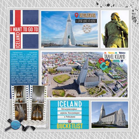 Around the world: Iceland - by Amanda Yi & WendyP Designs Iceland Scrapbook Ideas, Iceland Scrapbook Layouts, Iceland Scrapbook, Scrapbooking Vacation, Beach Layout, Iceland Trip, Travel Scrapbook Pages, Vacation Scrapbook, Iceland Travel