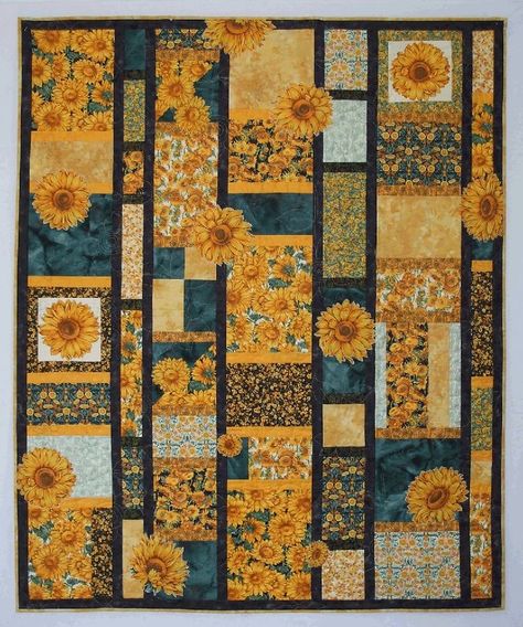 Eagle Quilt, Sunflower Quilt, Quilt Pictures, Sunflower Quilts, String Quilt, Unique Quilts, Quilt Block Patterns Free, Flower Quilts, Picture Quilts