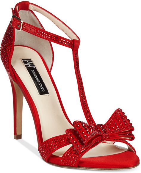 INC International Concepts Women's Reesie Rhinestone Bow Evening Sandals, Only at Macy's Red Sparkly Shoes, Red Shoes Heels, Red Sandals Heels, Sparkly Sandals, Special Occasion Shoes, Sparkly Shoes, Sparkle Shoes, Rhinestone Shoes, Evening Sandals