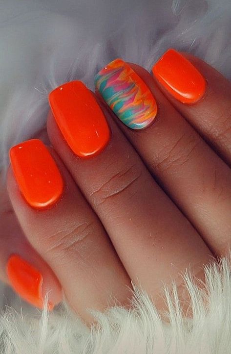 Tropical Fall Nails, Orange Summer Nails 2024, Fall Acrylic, Colorful Nail, Summer Toe Nails, Fancy Nails Designs, Gel Mani, Twinkle Toes, Cute Gel Nails