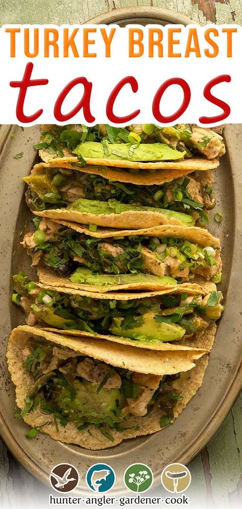 Turkey Carnitas, Turkey Tacos Recipes, Wild Turkey Recipes, Marinated Turkey, Ground Turkey Tacos, Game Meat, Turkey Taco, Cooking Tricks, Turkey Tacos