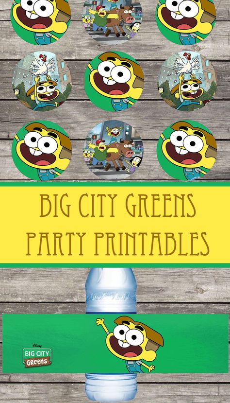 FREE Big City Greens Birthday Party Printable Files | Cupcake Toppers | Water Bottle Label Big City Greens Birthday Party Ideas, Big City Greens Cake, Big City Greens Birthday Party, Big City Greens, Super Mario Bros Birthday Party, Education Consultant, Mario Bros Birthday, Green Invitations, Green Birthday