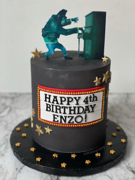 Sing Birthday Cake, Sing 2 Cake, Sing 2 Birthday Cakes, Johnny Cake, Movie Cakes, Movie Birthday Party, Dinosaur Birthday Cakes, Smooth Cake, Happy 4th Birthday