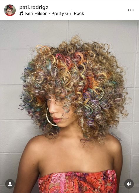 Shoulder Length Curls, Dyed Curly Hair, Black Curls, Brown Curls, Blonde Curly Hair, Colored Curly Hair, Multicolored Hair, Natural Curls Hairstyles, Long Curls