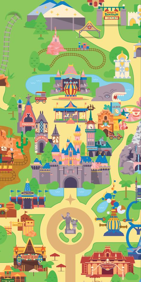 Disney World Art, Disney Backgrounds, Disney World Map, Disneyland Map, Cartoon City, Disney Illustration, Disney World Pictures, Disney Wallpapers, Disney Paintings