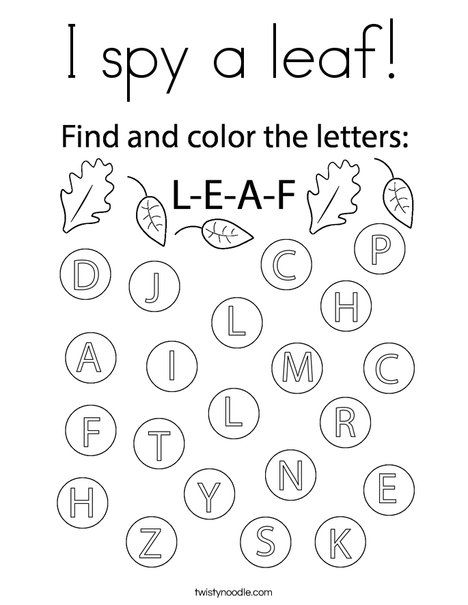 I spy a leaf Coloring Page - Twisty Noodle Month Worksheet, Daycare Worksheets, July Coloring Page, Months Activities, November Preschool Activities, Preschool Construction, Calendar Worksheets, Alphabet Letter Activities, Instructional Materials