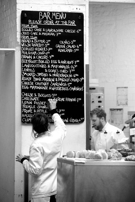 Eye Magazine | Feature | Design that disappears: the blackboard at St John restaurant in Clerkenwell St John Restaurant, Eccles Cake, Blackboard Menu, Eye Magazine, Organic Restaurant, Pea And Ham Soup, Pub Interior, Magazine Feature, Bistro Food