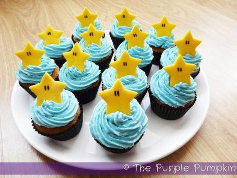 Super Mario Starman Nintendo Cupcakes Princess Peach Party, Mario Bros Birthday Party Ideas, Mario Birthday Cake, Nintendo Party, Super Mario Cake, Super Mario Bros Birthday Party, Minion Cupcakes, Super Mario Nintendo, Mario Cake