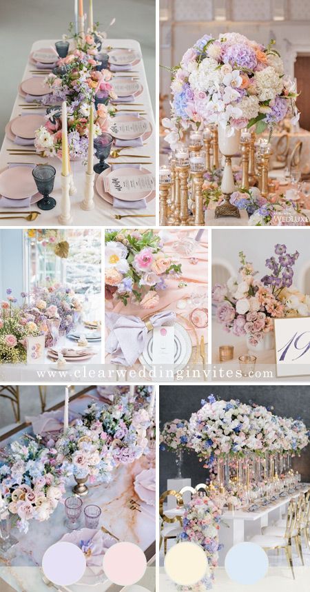 Pastel Colors Wedding Decoration, Mixed Pastel Wedding Theme, Pastel Decor For Wedding, Rustic Wedding Pastel Colors, Wedding Themes Floral, Wedding Flower Arrangements Pastel, Pastel Bridal Shower Ideas Color Schemes, Pastels Wedding Colors, Wedding Themes Pastel