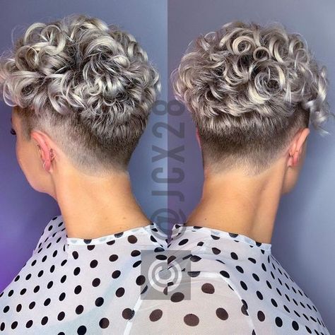 Curl Haircut, Mum Hair, Undercut Curly Hair, Curly Cuts, Short Permed Hair, Curly Pixie Hairstyles, Curly Pixie Haircuts, Back Of Head, Curly Hair Photos