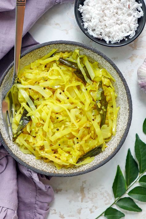 Cabbage Thoran (Instant Pot and Stovetop) | My Heart Beets Cabbage Thoran, Instant Pot Vegetables, Cabbage Stir Fry, Veggie Delight, Mustard Seeds, Grated Coconut, Try Me, Curry Leaves, Cabbage Patch