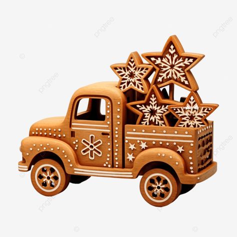 wooden toy truck is lucky for christmas gingerbread in form of christmas trees and snowflakes food Gingerbread Truck, Car Food, Wooden Toy Trucks, Food Ad, Hot Coco, Toy Trucks, Christmas Gingerbread, Business Flyer, Food Truck