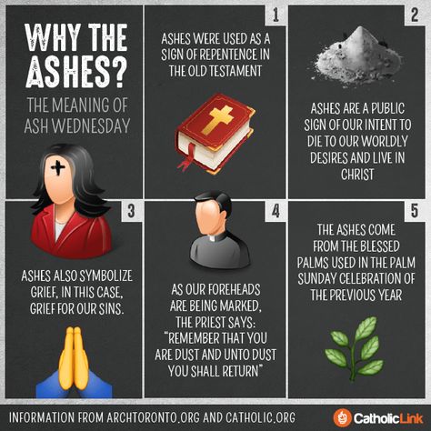 Infographic: The Meaning of Ash Wednesday Catholic-Link.org offers Catholic infographics, memes, images, and more to help you grow in the faith! Ash Wednesday Meaning, Ash Wednesday Images, Ash Wed, Catholic Lent, Church Photos, Lent Prayers, Catholic Theology, Christian Calendar, Liturgical Year