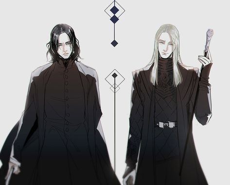 Severus Snape vs Lucius Malfoy by usaki1987 <— mm yes ~AS Poster Manga, Severus Snape Fanart, Harry Potter Severus, Harry Potter Severus Snape, Long White Hair, Severus Rogue, Snape Harry Potter, Snape Harry, Lucius Malfoy