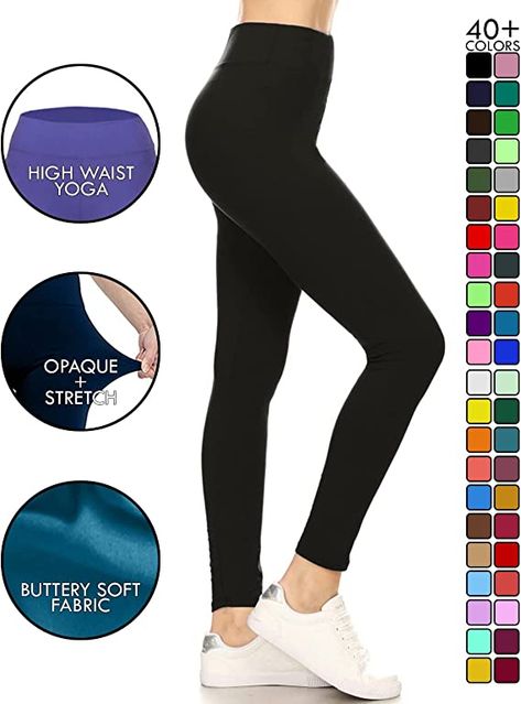 Leggings Depot High Waisted Leggings for Women Buttery Soft 3” Waistband Women's Leggings Solid Yoga - Reg, Plus, 1X3X, 3X5X Outdoor Exercises, Yoga Tights, Buy Leggings, Star Leggings, Warm Leggings, Buttery Soft Leggings, Solid Leggings, Leggings For Women, Running Leggings