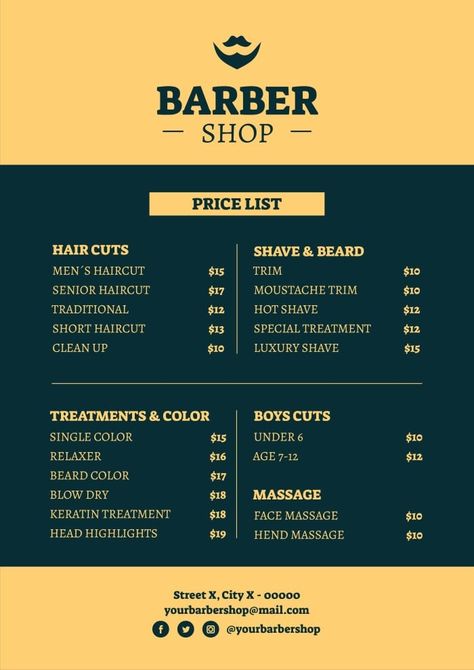 Professional Duotone The Shave House Barber Shop Price List Barbershop Price List, Small Barber Shop Ideas, Barber Price List, Barber Shop Names, Price Board, Zine Ideas, Price List Design, Gtr Car, Barbershop Design