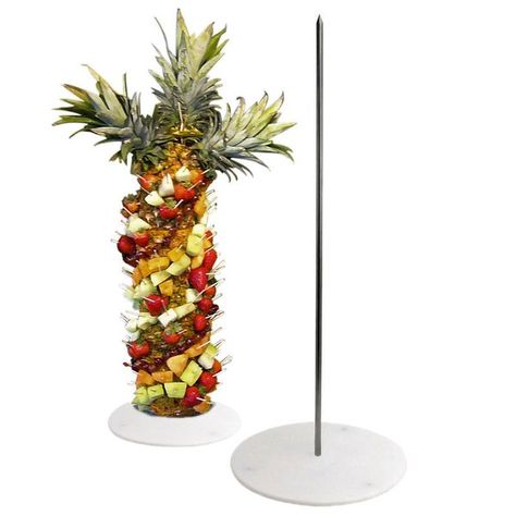 Display fruit on this fun, unique Pineapple Tree Display Stand from Buffet Enhancements. The tree will skewer 3-4 pineapples easily or mix with other fruits for a colorful display. Pineapple Tree, Popcorn Machines, Fruit Buffet, Palm Tree Fruit, Burlap Wedding Decorations, Pineapple Palm Tree, Rustic Burlap Wedding, American Chocolate, Tree Display