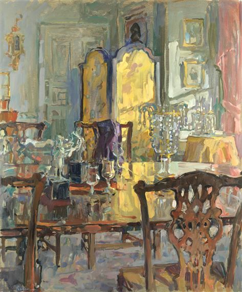 Ryder Susan | The Yellow Screen | MutualArt Yellow Screen, Interior Paintings, Interior Illustration, English Art, The Balcony, Interior Art, Painting Style, Beautiful Paintings, Contemporary Artists