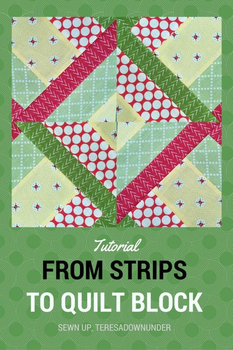 Vídeo tutorial: make a block out of 5 strips of fabric Quilt Assembly, Scrappy Quilting, Patchwork Blocks, Quilting Videos, String Quilts, Quilt Block Tutorial, Strip Quilts, Quilting For Beginners, Quilting Techniques