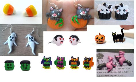 Polymer Clay Halloween Earrings Diy, Easy Halloween Clay Earrings, Polymer Clay Mummy Earrings, Boo Polymer Clay Earrings, Handmade Polymer Clay Halloween Jewelry, Crystal Point Jewelry, Polymer Clay Halloween, Purple Birthday, Polymer Clay Christmas