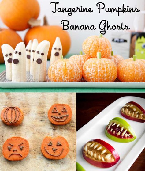 Image Peanut And Egg Free Halloween Treats, Egg Free Halloween Treats, Tangerine Pumpkins, Dairy Free Halloween Treats, Dairy Free Halloween, Banana Ghosts, Chocolate Avocado Pudding, Healthy Halloween Treats, Avocado Chocolate Pudding