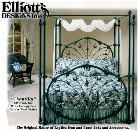 Elliott's Designs Chantilly 453 Canopy Wrap wrought rod iron beds antique bed reproductions, camas de hierro forjado Rod Iron Beds, Iron Beds, Antique Bed, Canopy Beds, Rod Iron, Antique Beds, Iron Bed, California King, Bedroom Inspirations