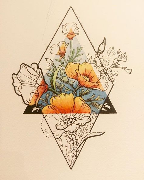 I love this idea with my families birth flowers with an earth symbol in the triangle. Back of my arm would be perfect... Kunst Tattoos, Tattoo Zeichnungen, Art And Illustration, Skin Art, Drawing Tutorials, Beautiful Tattoos, Drawing Techniques, Pencil Art, Flowers And Leaves