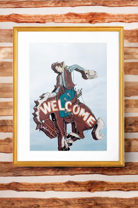 Million dollar cowboy bar print from Leslee Mitchell Art. Jackson Hole print. Log cabin ideas, mountain home decor, modern farmhouse ideas, lake house design. Vintage sign. Million Dollar Cowboy Bar, Leslee Mitchell, Cowboy Bar, Cowboy Artwork, Coastal Cowboy, Mountain Home Decor, Cowboys Bar, Large Scale Wall Art, Cowboy Print