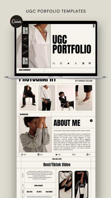 Content Portfolio Design, Content Creator Portfolio Design, Graphic Design Portfolio Website Ideas, Branding Portfolio Layout, Portfolio Branding Design, E Portfolio Design Templates, Portfolio Design Layout Website, Business Portfolio Design, Motion Design Portfolio