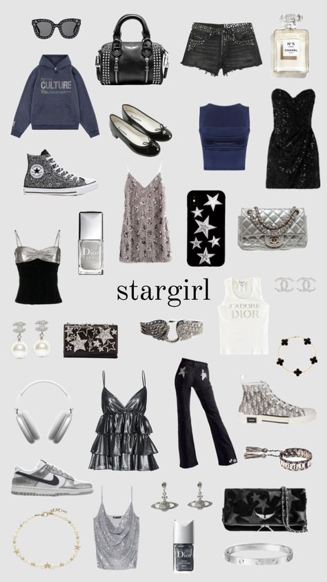 stargirl ⭐️🥂🖤💫 #stargirl #stargirlaesthetic #beauty #outfitinspo #vintage #vibes #wallpaper #nyc #chanel #zadigandvoltaire #dior #ysl #vancleef #cartier #viviennewestwood #nightcore #itgirl #itgirlaesthetic Nightcore Outfits, Wallpaper Nyc, Cutesy Outfit, Star Clothing, Downtown Outfits, Vibes Wallpaper, School Fits, Weekend Outfit, Zadig And Voltaire