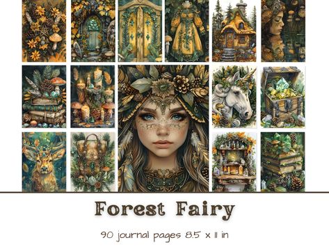 Forest Fairy Printable Journal Pages, Fairy Junk Journal Supplies, Magical Scrapbooking Kit, Digital Fairy Designs, DIY Fairy Crafts Fairy Ephemera, Fairy Junk Journal, Fairy Printable, Fairy Diy, Mystical Fairy, Forest Fairies, Printable Journal Pages, Diy Journals, Enchanted Fairy