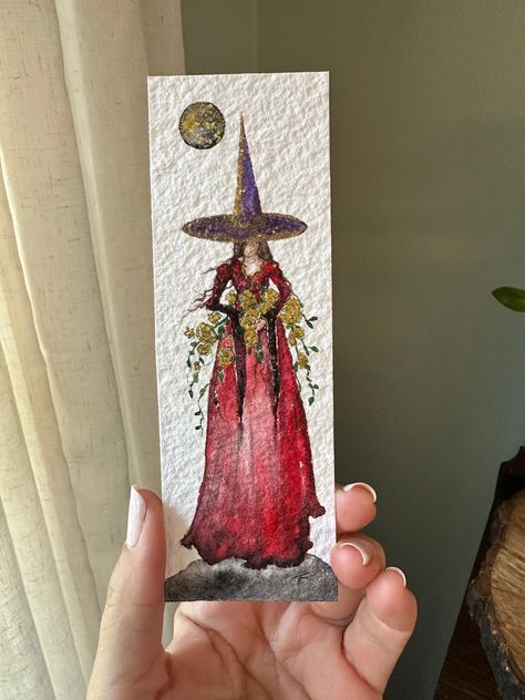 Witch Watercolor Paintings, Witchy Watercolor Paintings, Halloween Watercolor Painting, Halloween Watercolor Illustration, Witchy Watercolor, Drawing Bookmark, Spooky Watercolor, Witch Painting, Halloween Watercolor