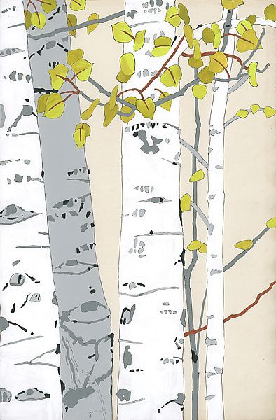 Aspen Summer Two by Meredith Nemirov (Giclee Print) (19.5" x 13.5") Aspen Tree Illustration, Aspen Tree Painting Easy, Aspen Tree Art, Aspen Drawing, Aspen Illustration, Site Drawing, Aspen Summer, Odyssey Art, Tree Drawings