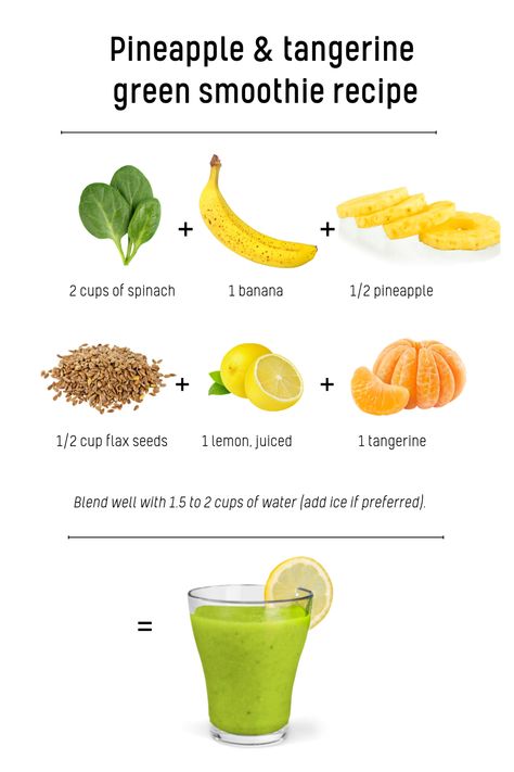 Tangerine Smoothie, Smoothie With Pineapple, Pineapple Green Smoothie, Cinnamon Smoothie, Detox Smoothies, Easy Green Smoothie, Healthy Green Smoothies, Delicious Drink Recipes, Pineapple Smoothie