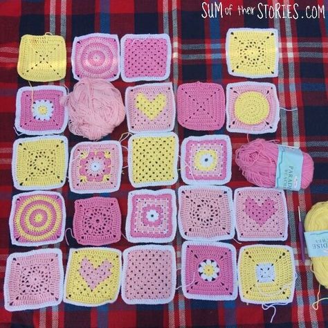 Patchwork Granny Square Baby Blanket — Sum of their Stories Craft Blog Patchwork Granny Square Blanket, Patchwork Granny Square, Crochet Patchwork Blanket, Scrap Crochet, Granny Square Baby Blanket, Flower Granny Square, Beginner Crafts, Patchwork Blanket, Crochet Granny Square Blanket