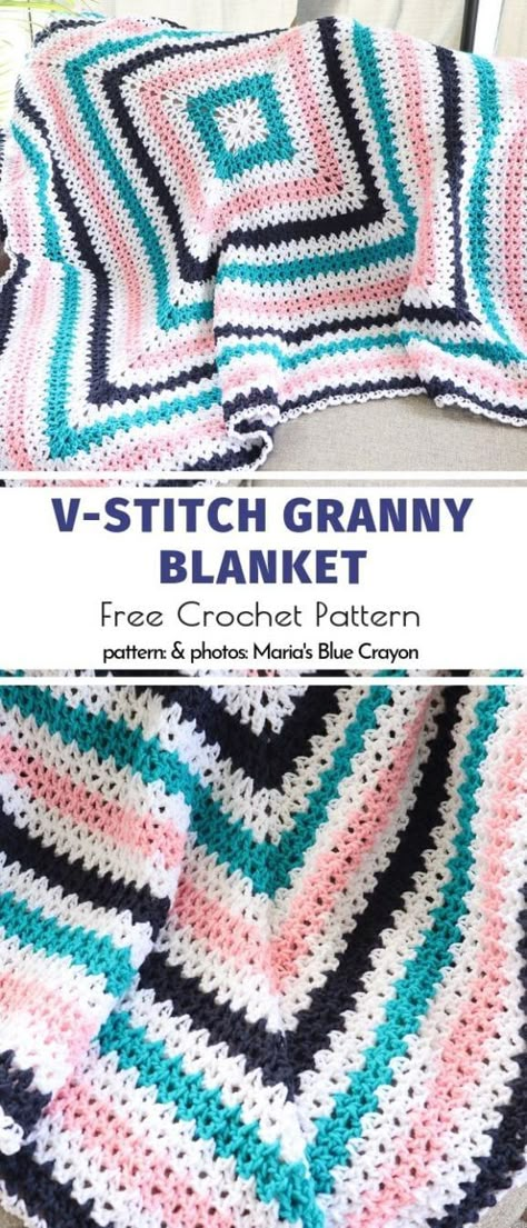 Free Crochet Baby Blanket Pattern, Free Crochet Baby Blanket, V Stitch Crochet, Zig Zag Crochet, Granny Blanket, Crochet Baby Blanket Pattern, Crocheted Afghans, Granny Square Crochet Patterns Free, Crochet Blanket Pattern Easy