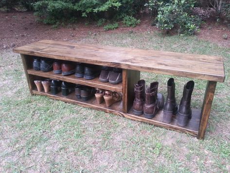 Wooden Bench For Shoes And Boots – Coastal Oak Designs Shoe Bench Entryway, Diy Shoe Storage, Entryway Closet, Koti Diy, Diy Storage Bench, Diy Rangement, Apartment Storage, Diy Shoe Rack, Boot Storage