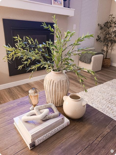 Vase Coffee Table Decor, Potterybarn Coffee Table, Modern Living Room Coffee Table Decor, Coffee Table Greenery, Farmhouse Decor Coffee Table, Coffee Table Vase Decor, Styling A Rectangle Coffee Table, Target Vase Decor, Cozy Coffee Table Decor