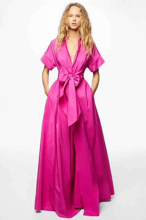 Carolina Herrera Shirt Dress, Vestidos Carolina Herrera, Ch Carolina Herrera, Pink Gowns, Fuchsia Color, Dress Gown, Lace Up Sandals, Flared Skirt, Carolina Herrera